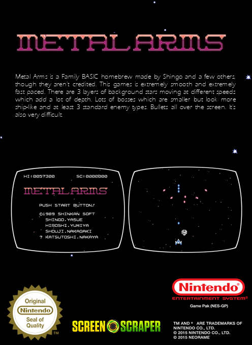Metal Arms (Homebrew) — Box back